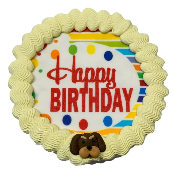 Lot of 6 Dezicakes Crispy Yellow Pop Corn Dog Birthday Cakes- Edible Puppy Party Cake- Perfect Dog Party Cake Boxed, Iced and Decorated