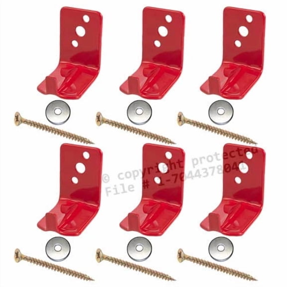 (Lot of 6) Fire Extinguisher Bracket, Wall Hook, Mount, Hanger, Universal for 10 to 15 Lb. Extinguishers with Screws and WASHERS