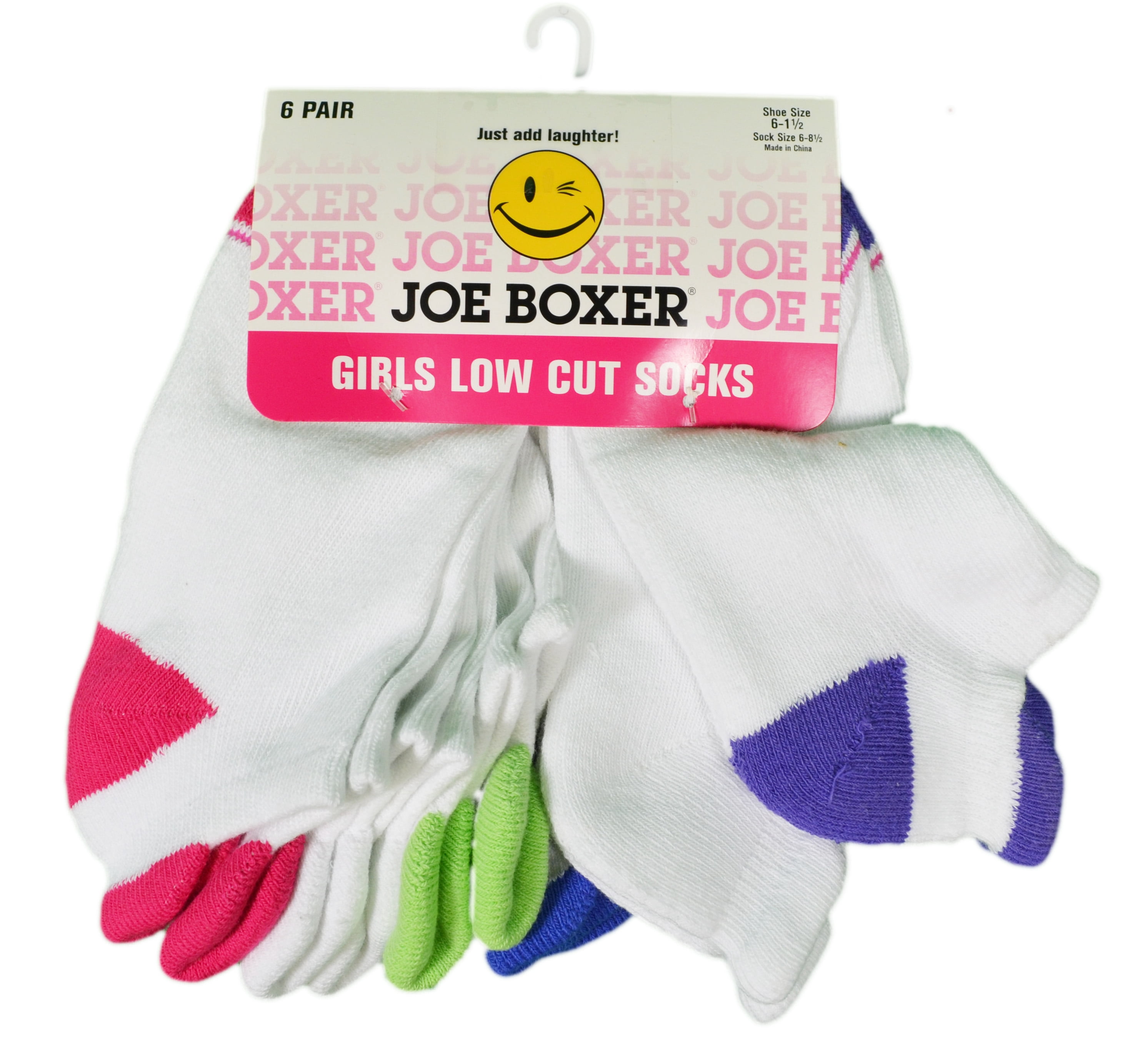 Lot of 6 Pairs Joe Boxer Girls Bright Color Low Cut Fashion Socks Sz 6 ...