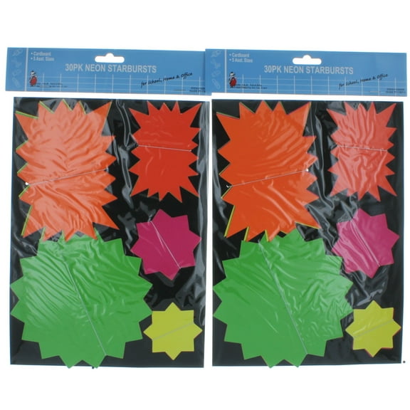 Lot of 60 Neon Starburst Bright Sign Tags Price Sale