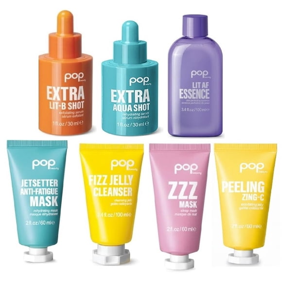 Lot of 7 POP Beauty, Mask, Vitamin C, Cleanser, Primer, Peeling, Serum, B-Shot, Skin Care Set