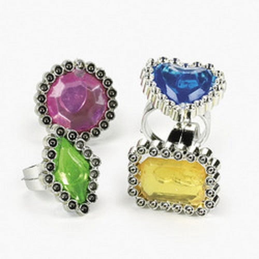 Lot of 72 Colorful Rhinestone Rings Girl Party Favors