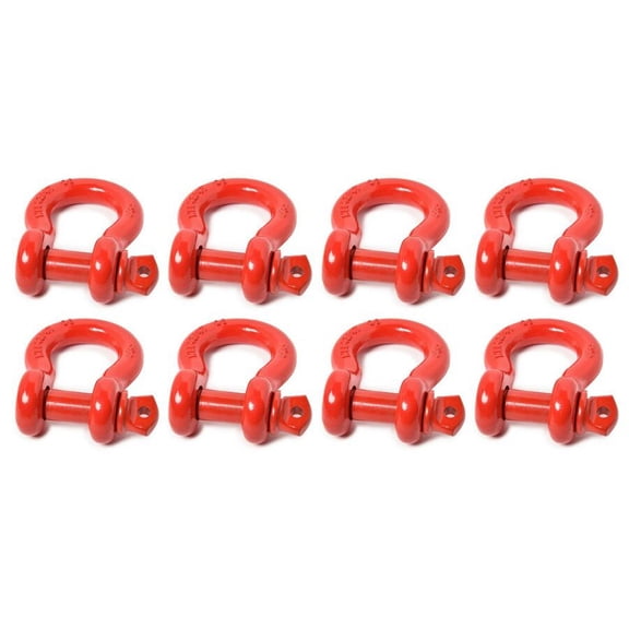 Lot of 8 Premium RED D-Ring 3/4" Bow Shackle Screw Pin 10500 LB Capacity Jeep CJ