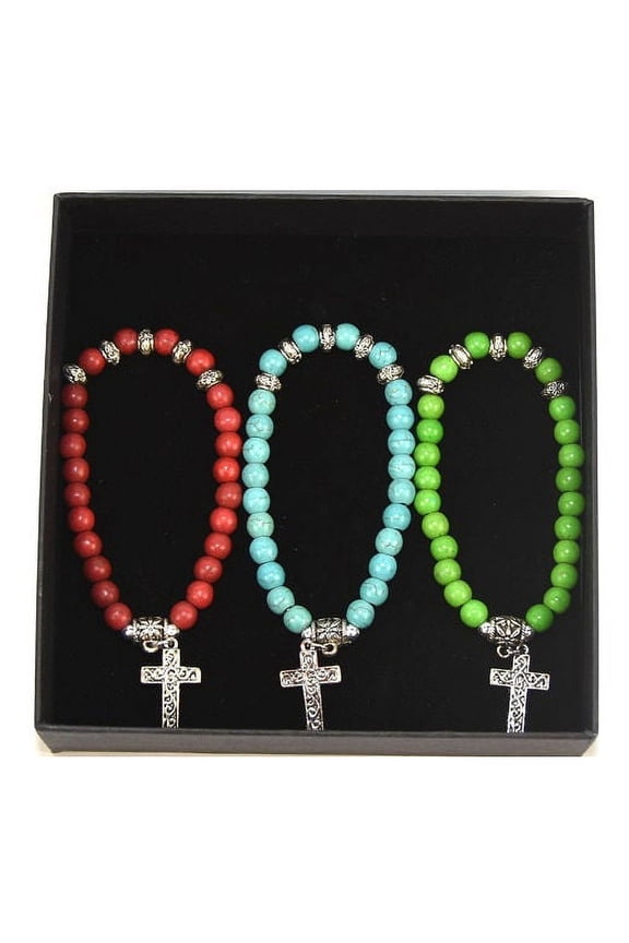 Lot of 92 Sets of 3 Women's Inspiration Cross Charm Bracelets