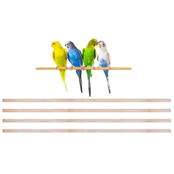 Lot of Four of 24-Inch Natural Wooden Stand Perches for Bird Parrot Cage