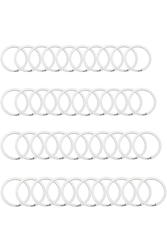 Lot of (x40) Heavy Duty Silver Stainless Steel Metal Split Jump Rings Round 32mm Car Key Ring Flat Key Chain Rings Women Men Kids DIY Craft Making Accessories