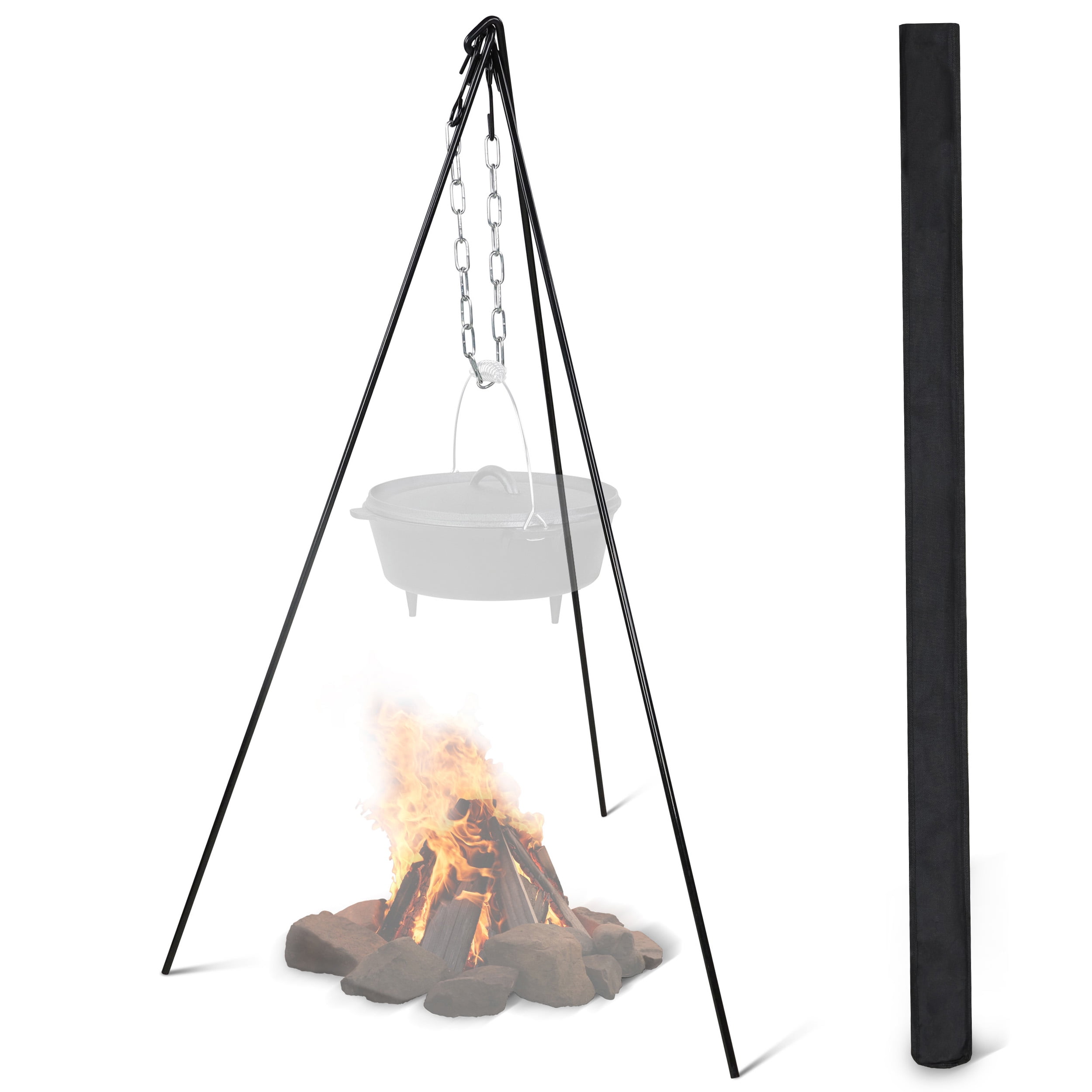 Lot45 Over Fire Pit Tripod Grill - Adjustable Stand Cooker Equipment ...