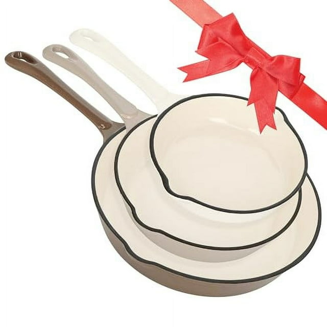 Lot45 Enameled Cast Iron Cookware Set 3 Piece NonStick Ceramic