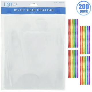  200 Pack Clear Plastic Cellophane Bags Candy Apple Bags 8 in x  10 With 4 Twist Ties Candy Bags Cookie Bags Treat Bags Clear Gift Bags  Cellophane Treat Bags 8x10 Inch 