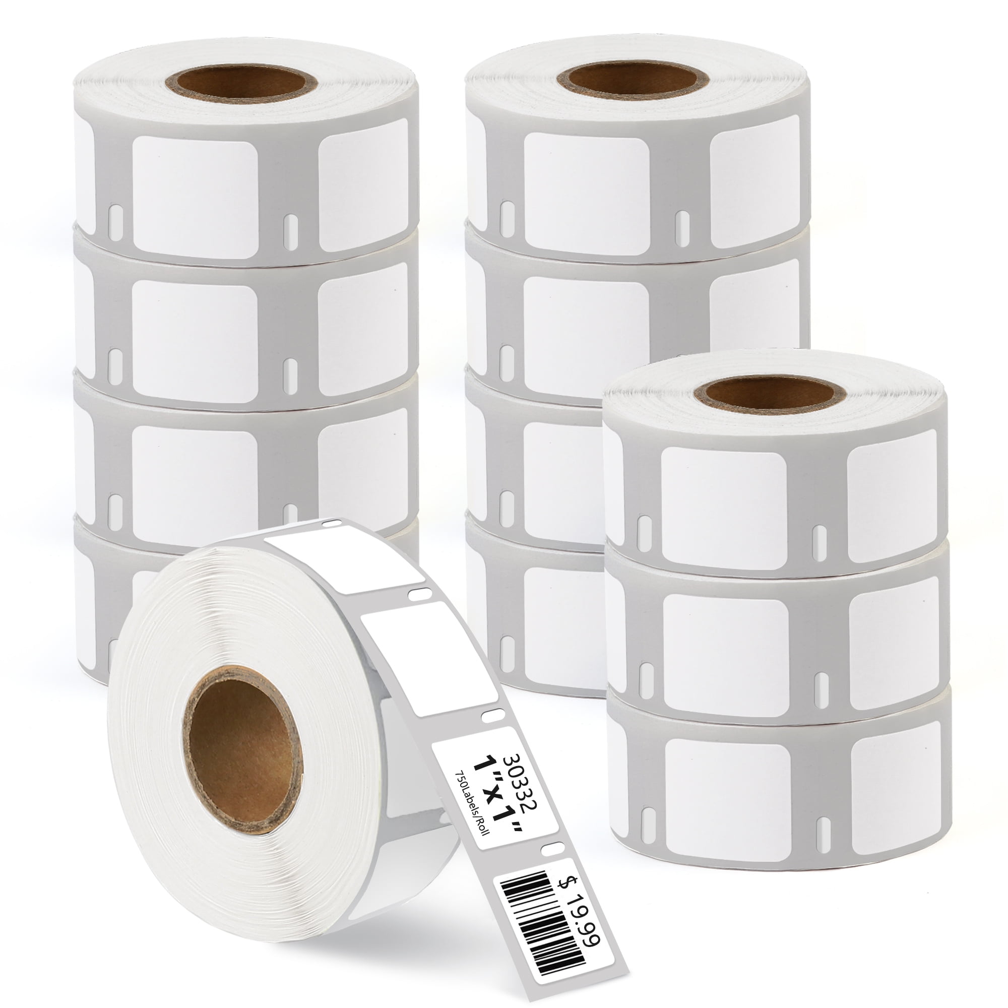 LotFancy 1 x 1 in Thermal Labels Replacement for DYMO 30332, White (12