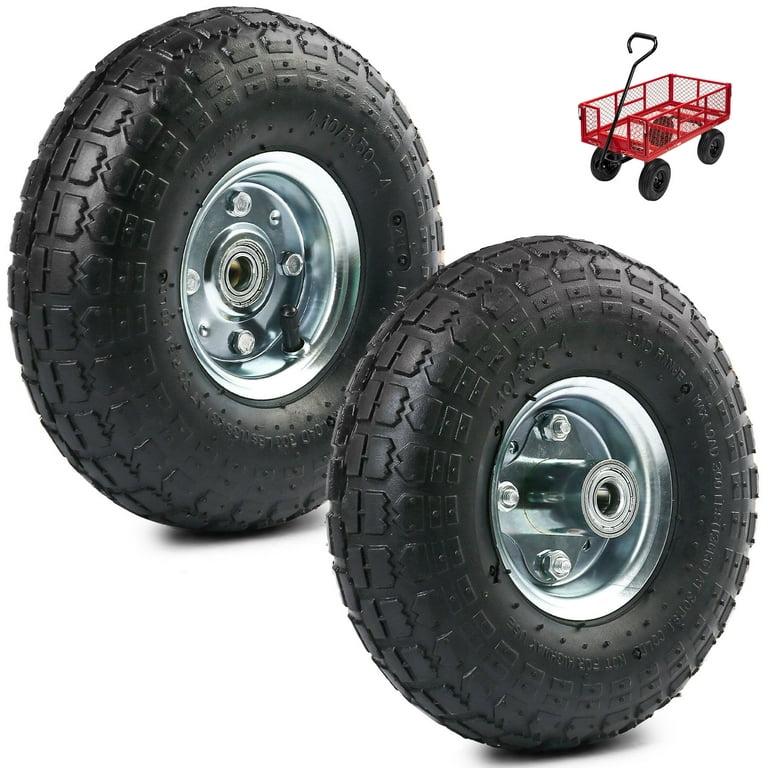 LotFancy 10 in Tire, 4.10/3.50-4 Solid Tyre Wheels Wear-Resistant  Corrosion-Resistant for Hand Truck Gorilla Cart Garden Wagon Trolley Dolly  Replacement Tire, 2 Pack 