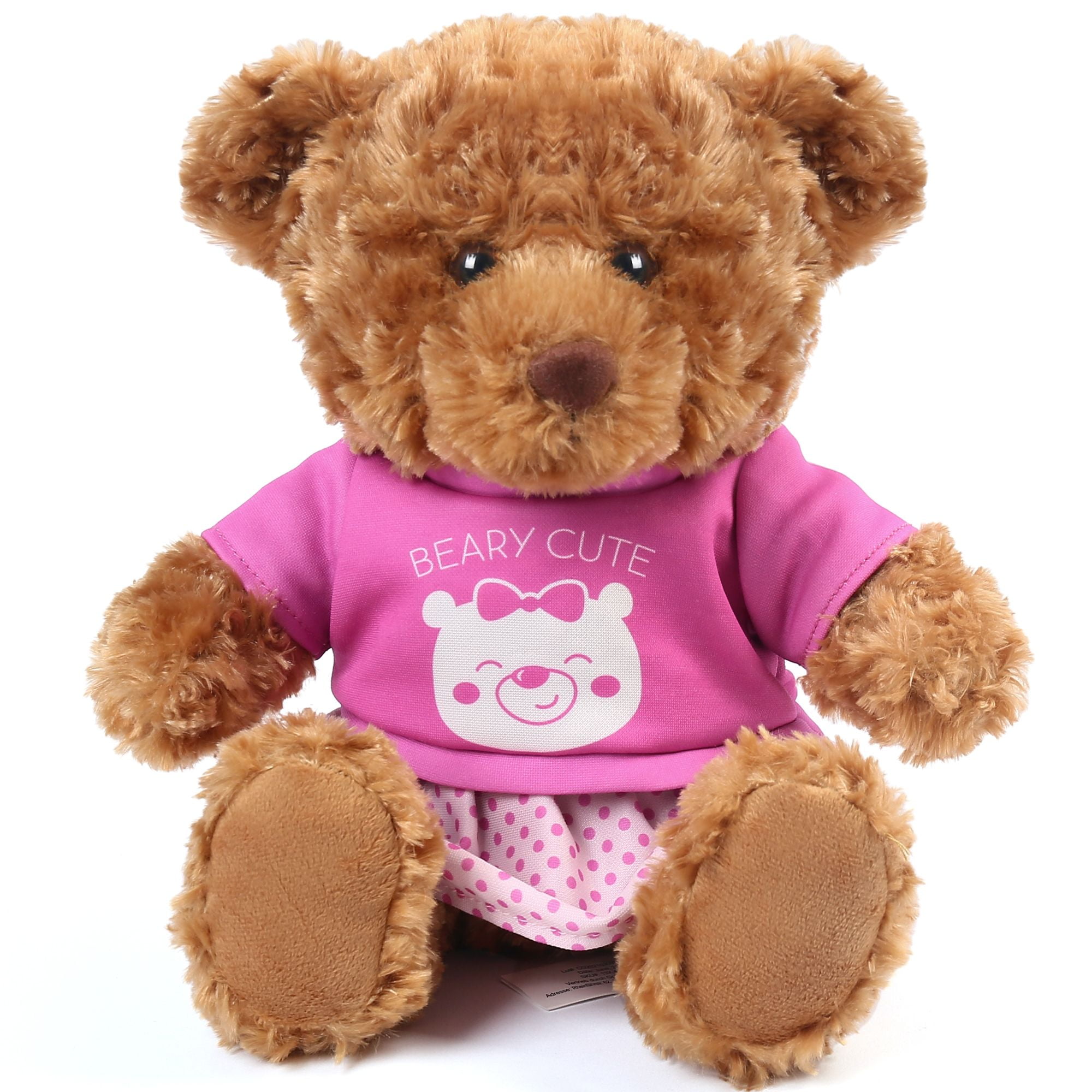 LotFancy 10 in Brown Teddy Bear Stuffed Animal Plush Toy with Clothes for  Kids Girls
