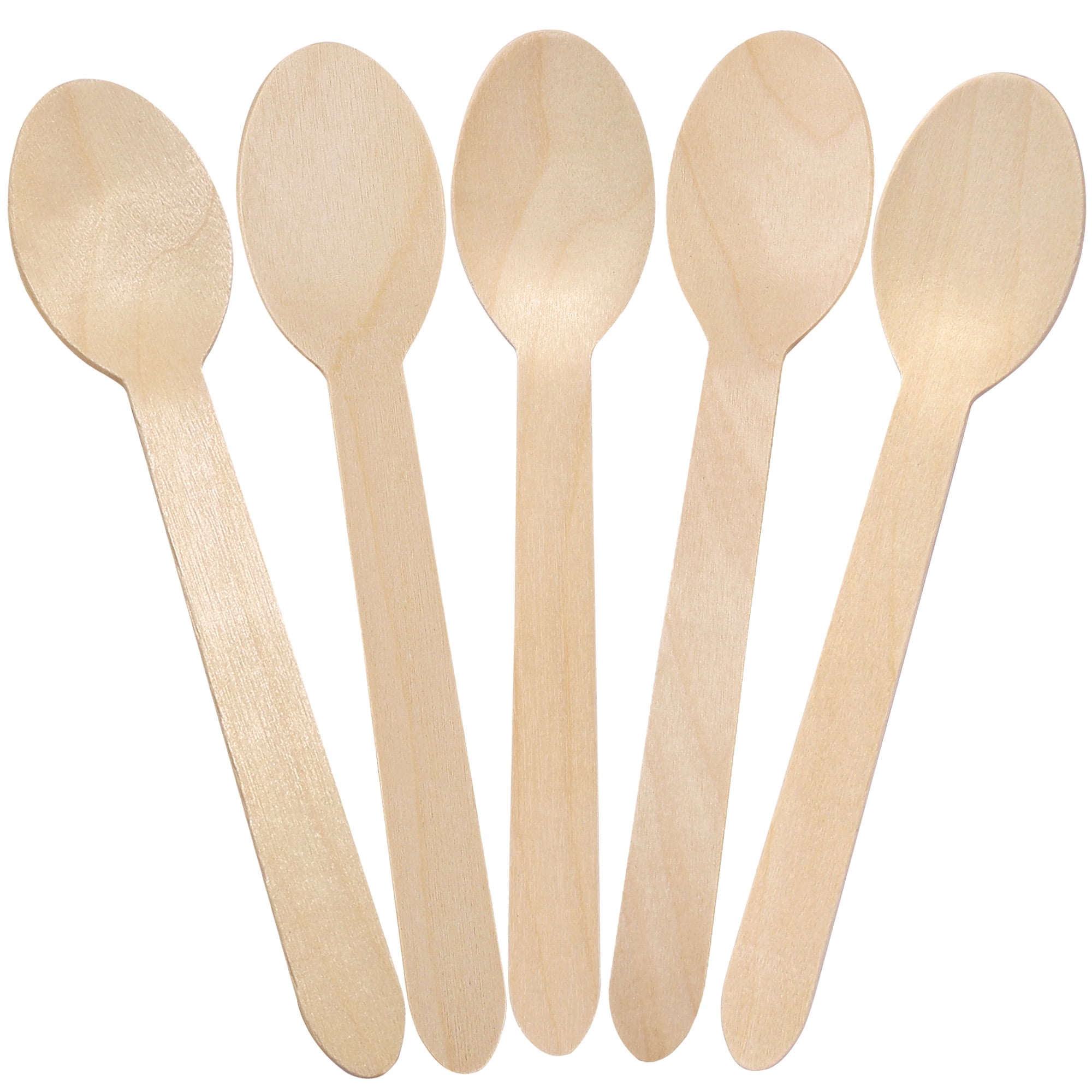 LotFancy 100 Mini Disposable Wooden Spoons, 6.25 i