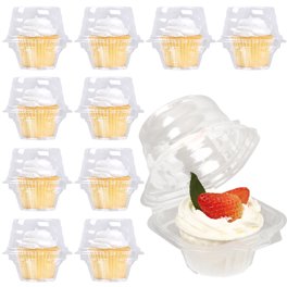 Semfri Individual Plastic Cupcake Containers Disposable with