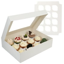LotFancy 12 Count Cupcake Boxes,8 Pack Dozen Cupcake Containers with Window and Inserts