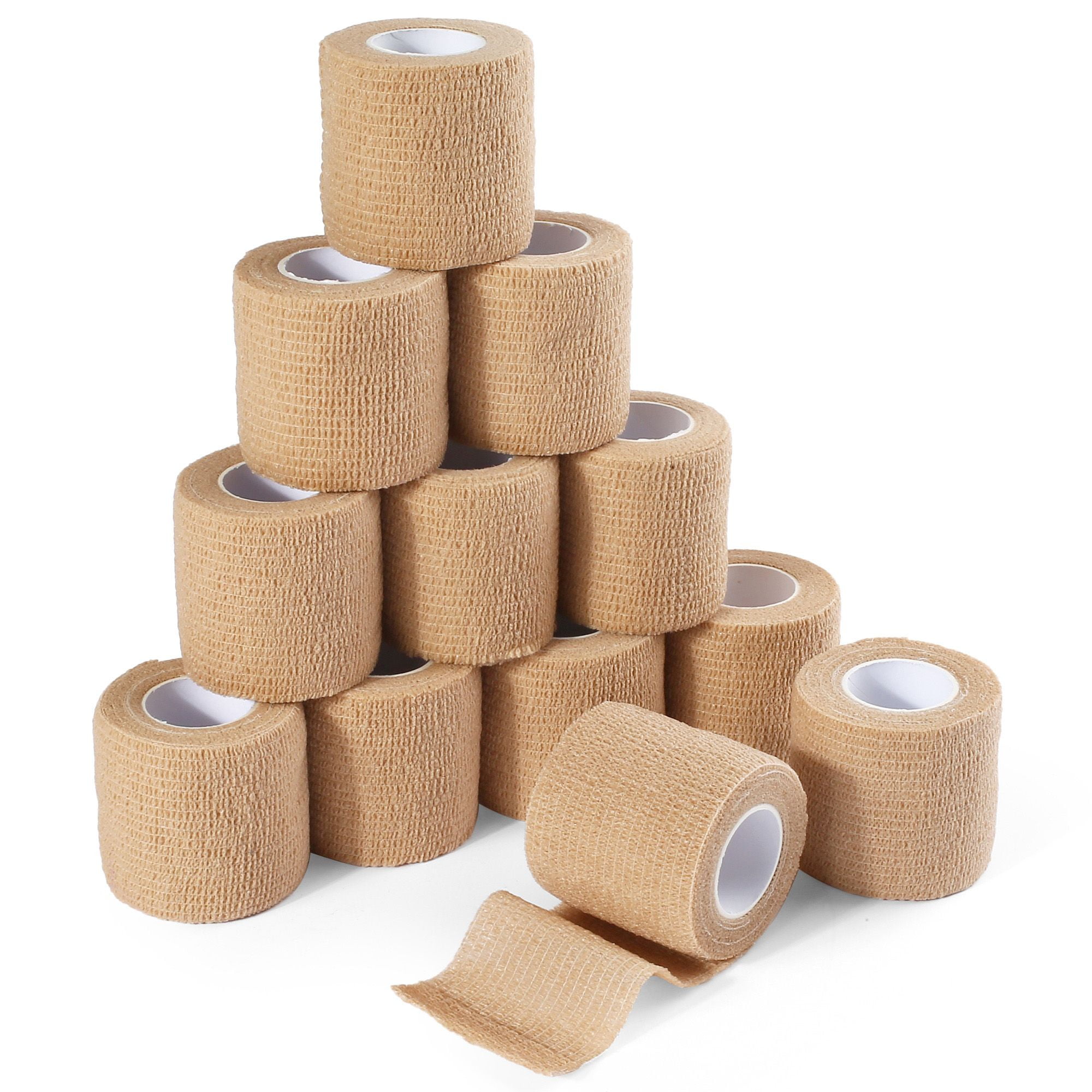 LotFancy 12 Pack Self Adhesive Bandage Wrap, 2 in x 5 Yards NonWoven