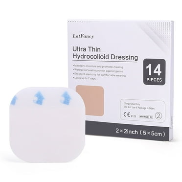 LotFancy 14 Pack 2x2 in Hydrocolloid Adhesive Wound Bandages, Ultra Thin