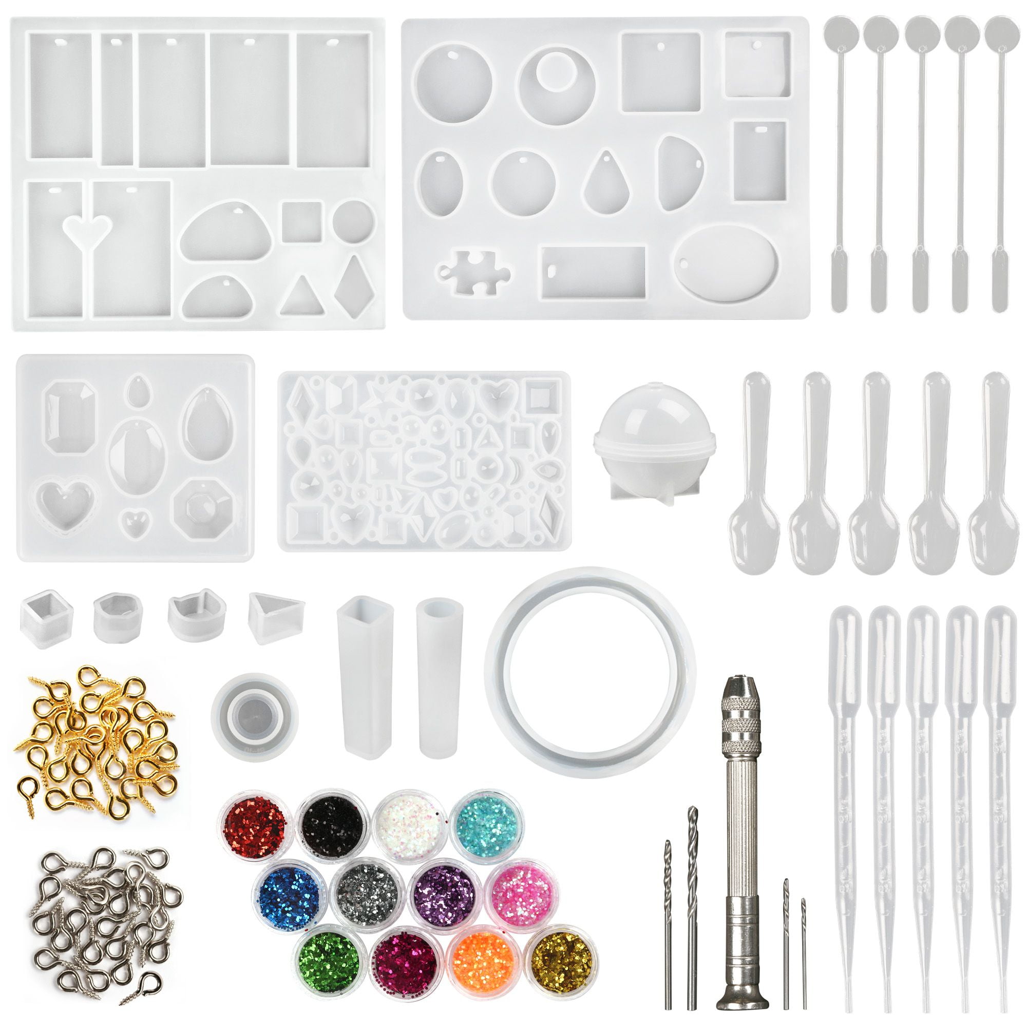 Lotfancy 141pcs Epoxy Resin Molds, White Resin Jewelry Making Kit, Adult Unisex, Size: Medium