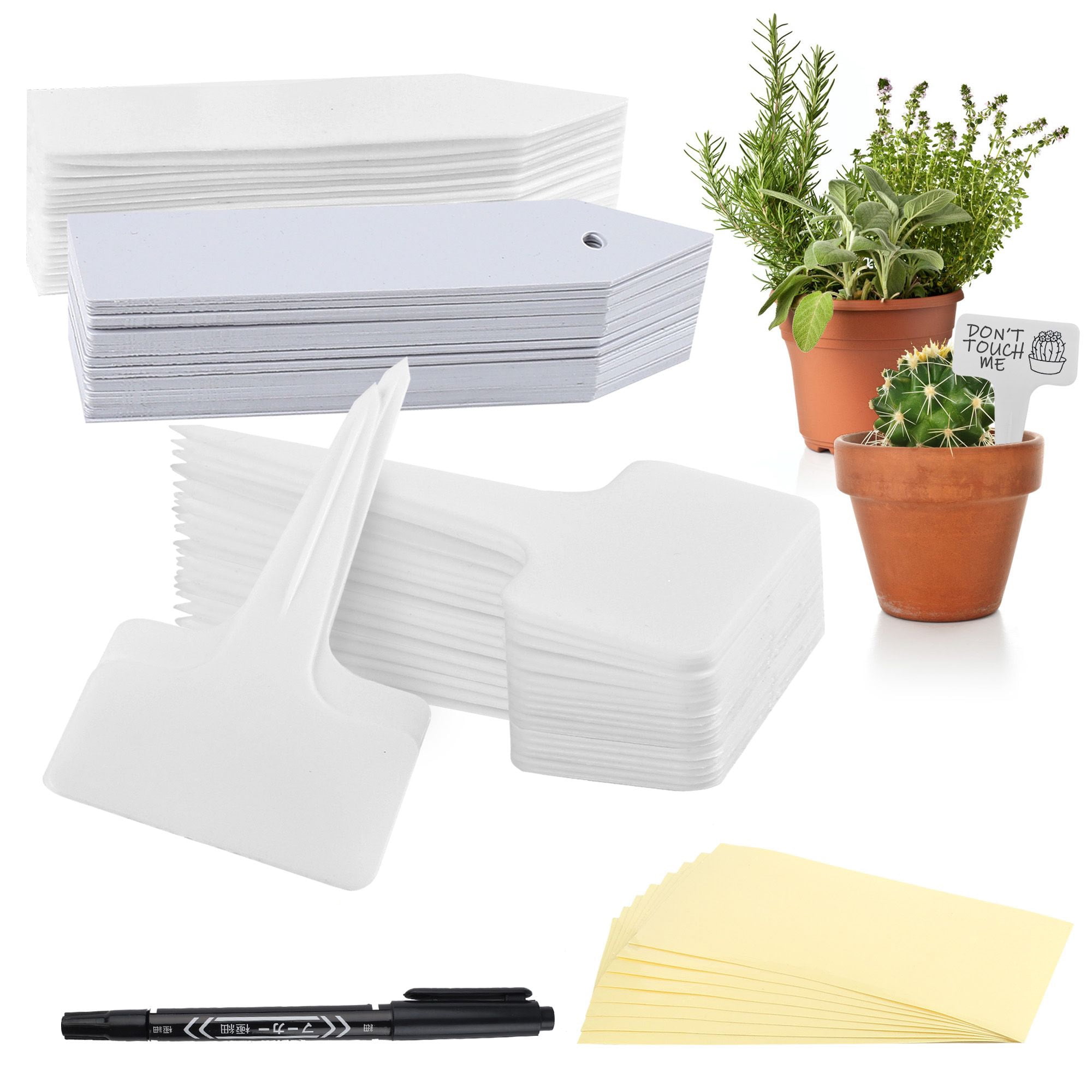 LotFancy 150 White Plant Labels, TType Garden Markers with OilBased