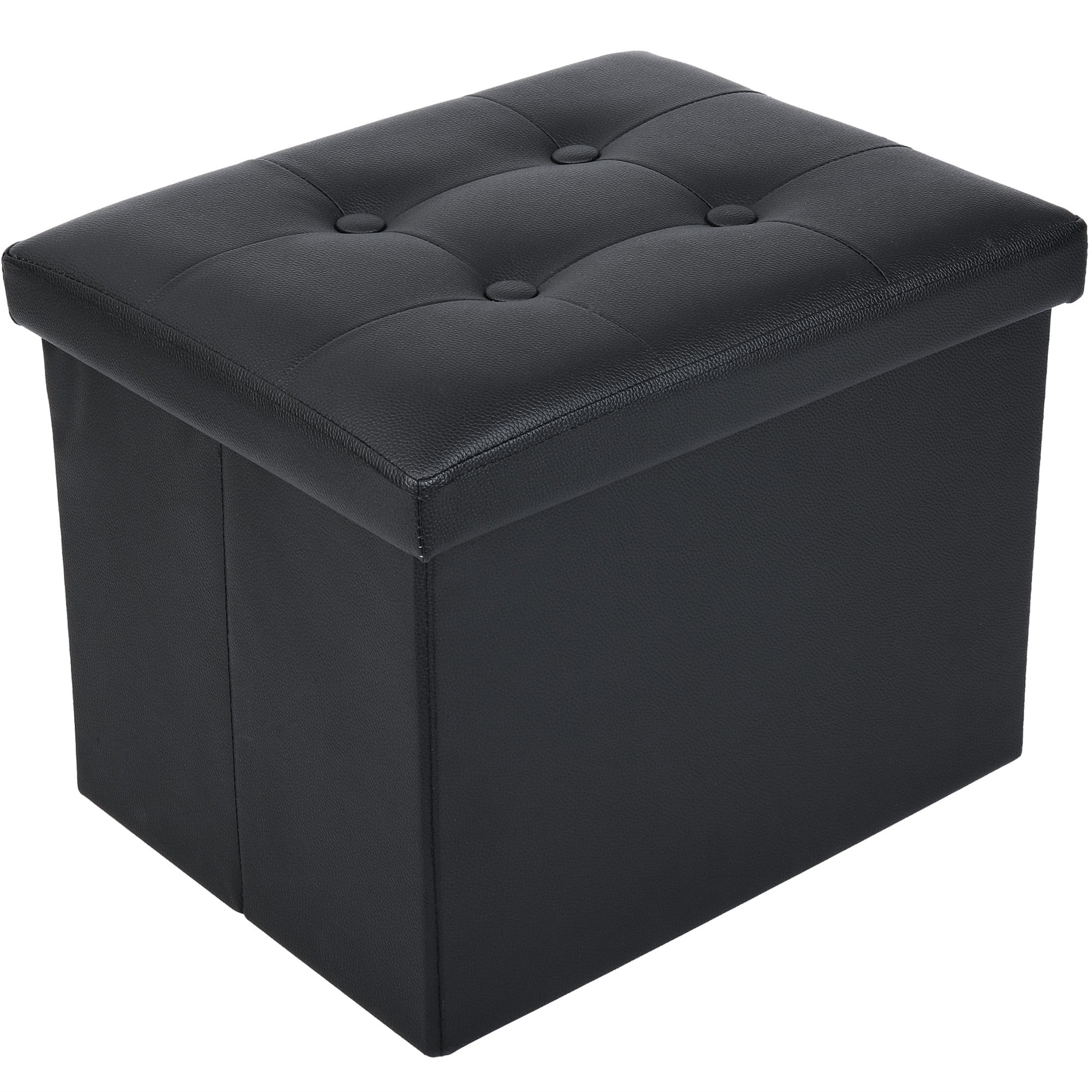 LotFancy Large Collapsible Square Storage Ottoman Cube, 17x13x13 in