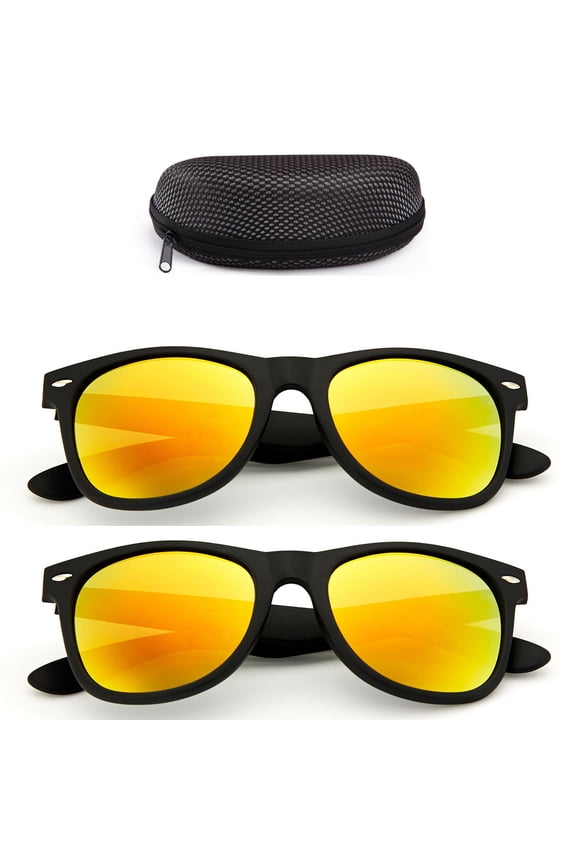 2 Horn Rimmed Sunglasses for Adult Female Male Men Women, Fire