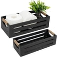thumbnail image 1 of LotFancy 2 Pack Black Toilet Storage Basket, Farmhouse Toilet Tank Topper with Handles, 1 of 7