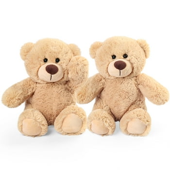 LotFancy 2 Pcs 10 in Teddy Bear Stuffed Animals, Bear Plush Toy Gifs for Kids, Boys, Girls, Brown
