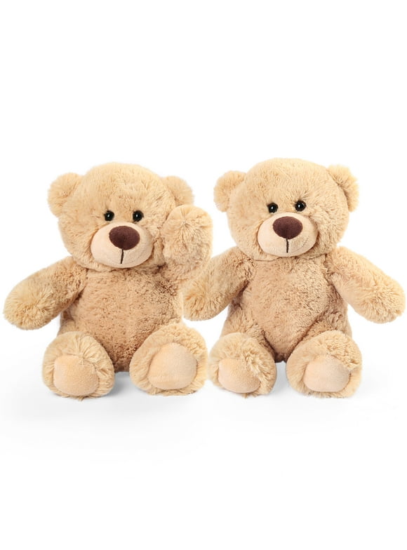 LotFancy 2 Pcs 10 in Teddy Bear Stuffed Animals, Bear Plush Toy Gifs for Kids, Boys, Girls, Brown