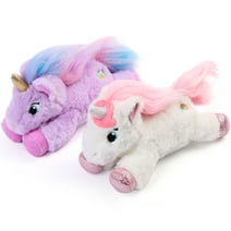 LotFancy 2 Pcs 7 in Unicorn Stuffed Animal Plush Toys Gift for Kids Girls Boys, Purple and White