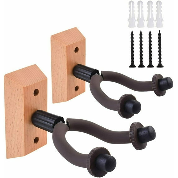 LotFancy 2 Pcs Guitar Wall Mount Hanger Holder for Acoustic, Electric Guitars, Folk Ukulele