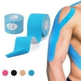 thumbnail image 1 of LotFancy 2 Rolls Kinesiology Tape, Cotton Elastic Premium Athletic Tape for Hiking Running, Blue, 1 of 7