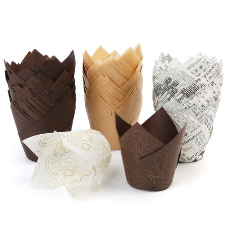 LotFancy 200 Pcs Tulip Cupcake Liners, Muffin Cupcake Paper Wrappers, Multicolor