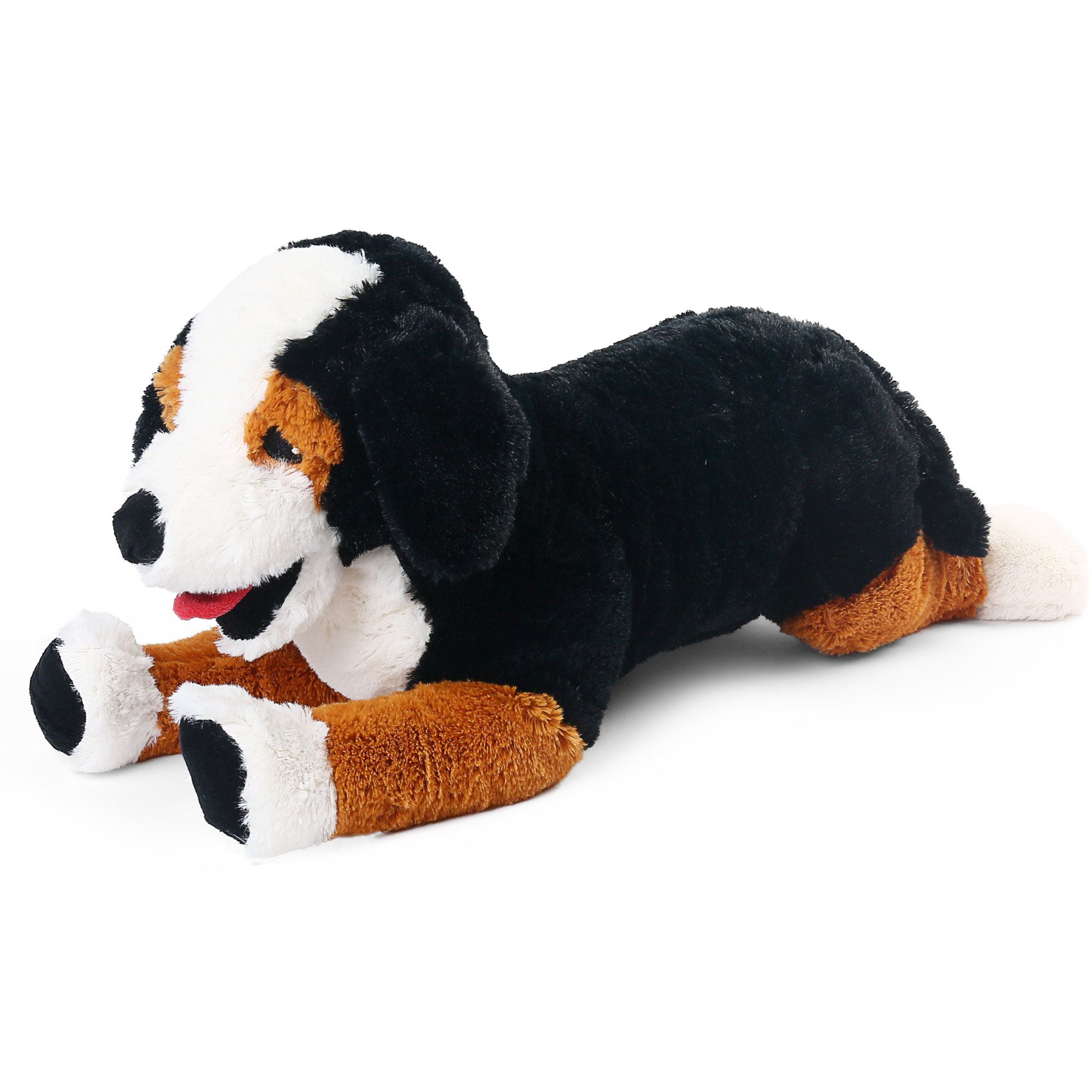 LotFancy 21 in Dog Plush Stuffed Animal, Large Black, Brown and White