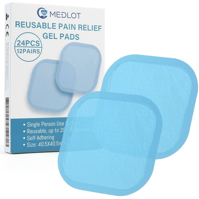 LotFancy 24Pcs Square Tens Unit Gel Pads, SelfAdhesive Electrode Gel