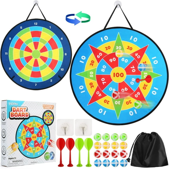 LotFancy 26 in Dart Board for Kids, Double Sided Dart Board Game Gift for Boys Girls