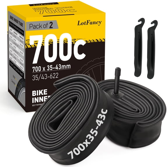 LotFancy 2Pcs 28 in 700x35/37/38/40/42/43c Bike Inner Tubes, 48mm Schrader Valve
