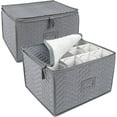thumbnail image 1 of LotFancy 2Pcs Stemware Storage Containers for 24 Wine Glasses, Deluxe Quilted Storage Case, Gray, 1 of 9