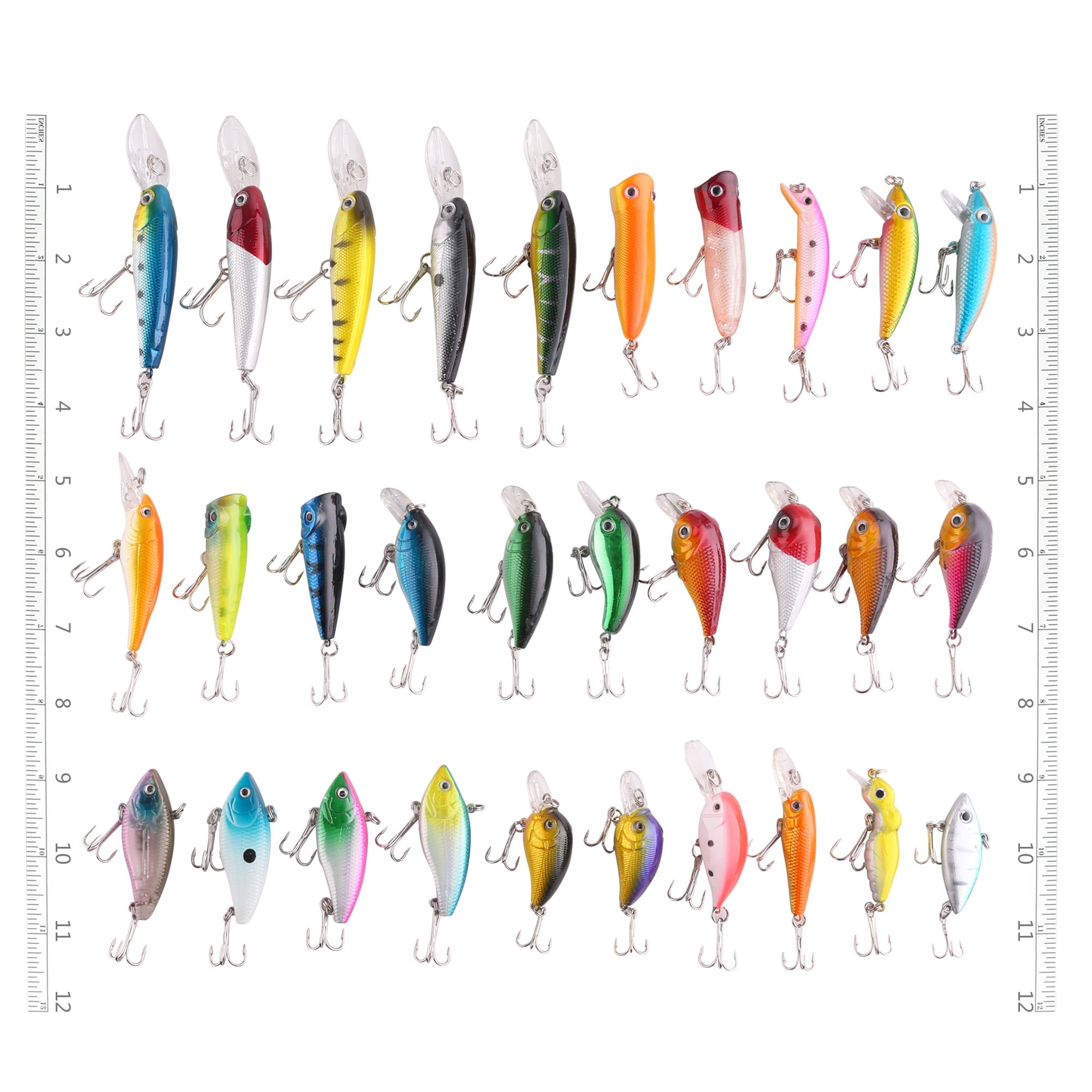 LotFancy 30 Topwater Fishing Lures with Hooks, Bass Bait Trout Lures with Propeller Tail