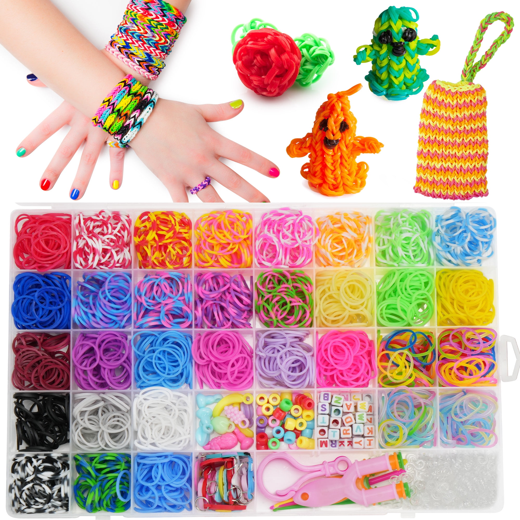 LotFancy 32 Colors Rubber Band Bracelet Kit, Loom Bracelet Making Refill Kit for Adults Ages 12+