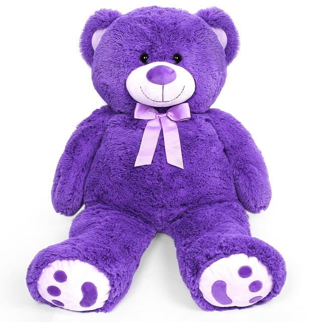 LotFancy 39" Giant Teddy Bear Stuffed Animal, Bear Plush Toy with Footprints for Kids Adult, Purple