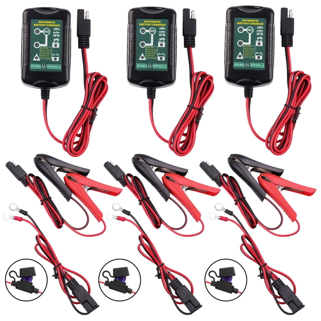 LotFancy 3Pcs 6V 12V 1.5A Battery Charger Maintainer Trickle for Car