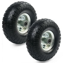 LotFancy 4.10/3.50-4” Tire and Wheel Flat Free, 2 Pack 10” Solid Tires for Dolly Hand Truck