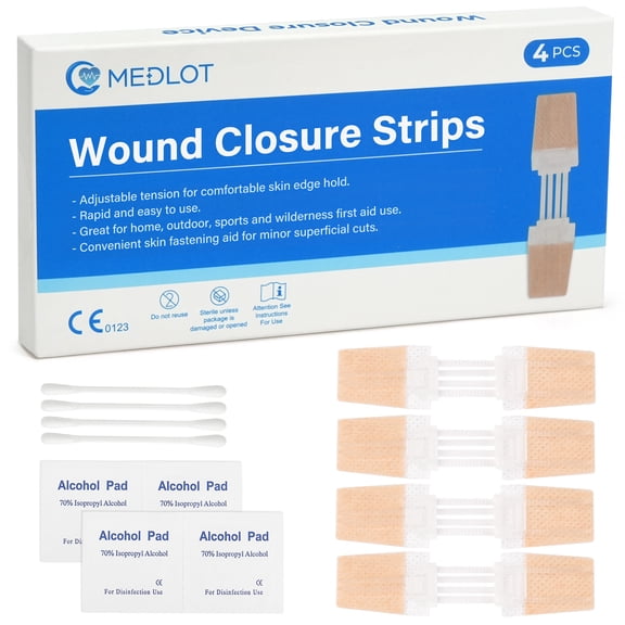 LotFancy 4 Pack Butterfly Bandages, Zip Style Wound Closure Strips, First Aid Skin Fastening Strips