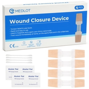 LotFancy 4 Pack Zip Stitch Sutures, Emergency Surgical Wound Closure Strips, Butterfly Bandages