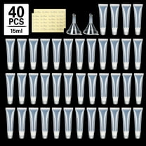 LotFancy 40 Pcs 15ml Empty Lip Gloss Tubes, Clear Refillable Tubes with 2 Funnels, 40 Stickers