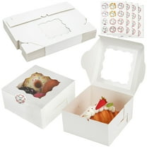 LotFancy 48 Pcs White Bakery Boxes with Window, 6x6x3 in Cookie Boxes, Mini Treat Boxes for Pastries