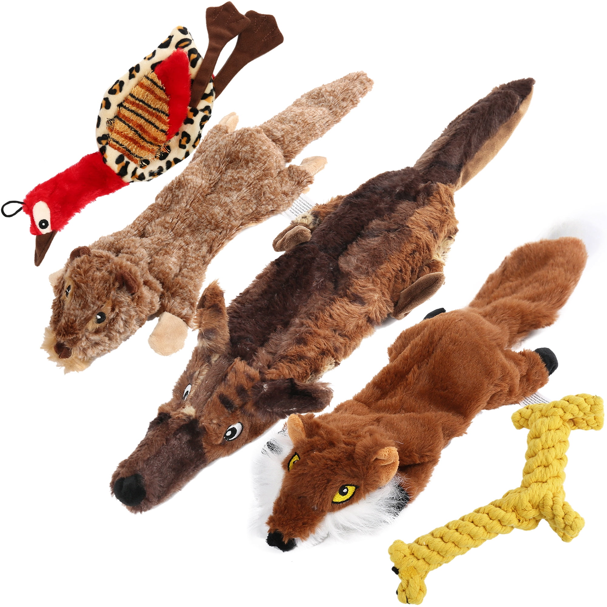 LotFancy 5pcs Dog Squeaky Toys for Small Medium Dog, No Stuffing