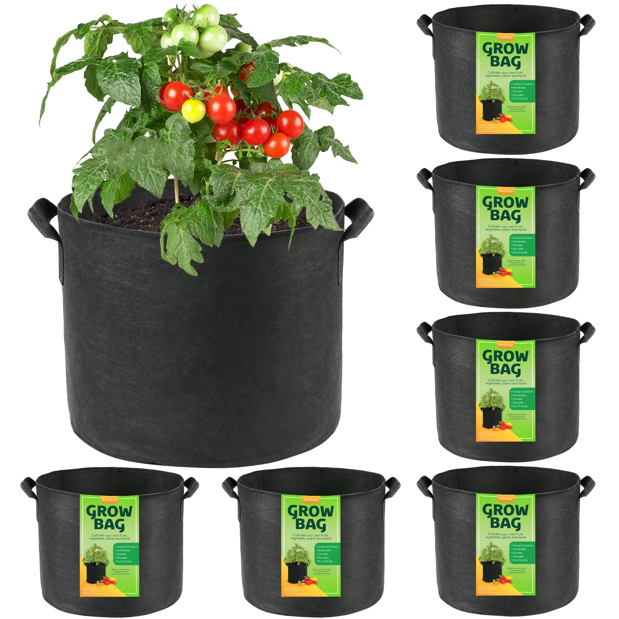 LotFancy 5 Gallon Cloth Plant Grow Bags, Thickened Felt with
