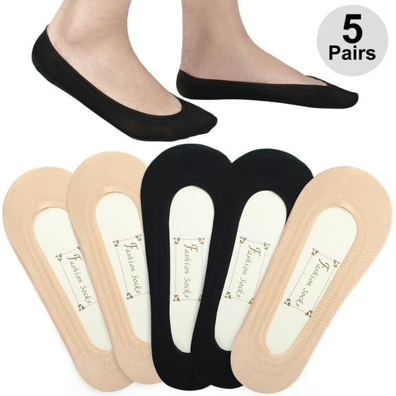 LotFancy 5 Pairs No Show Socks for Women Female, Hidden Low Cut Liner Socks