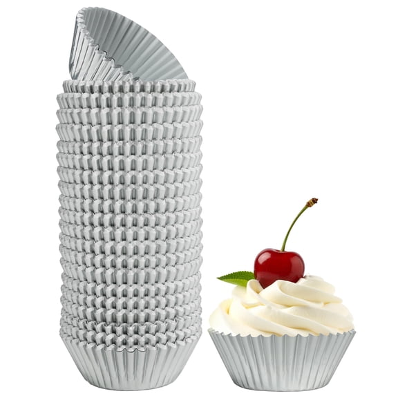 LotFancy 500PCS Silver 2 in Standard Size Aluminium Foil Cupcake Liner, Silver